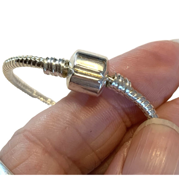 Silver Plated European Style Charm Bracelet For Charms with Barrel Closure 6.85" - Picture 2 of 5